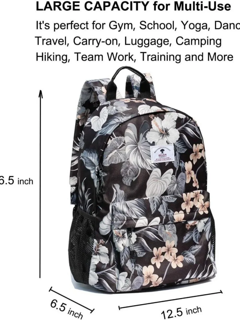 Floral Waterproof Travel Backpack | Versatile Gym, Yoga, Hiking, Beach Bag